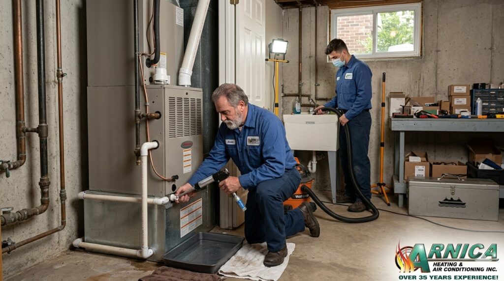 Central AC repair for unblocking the hidden drain line problem